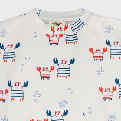 Nautical Crab Kangaroo Pocket Baby Jumpsuit