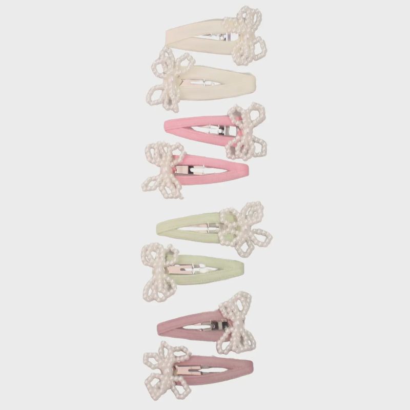 Pearl Bow Pop Clips