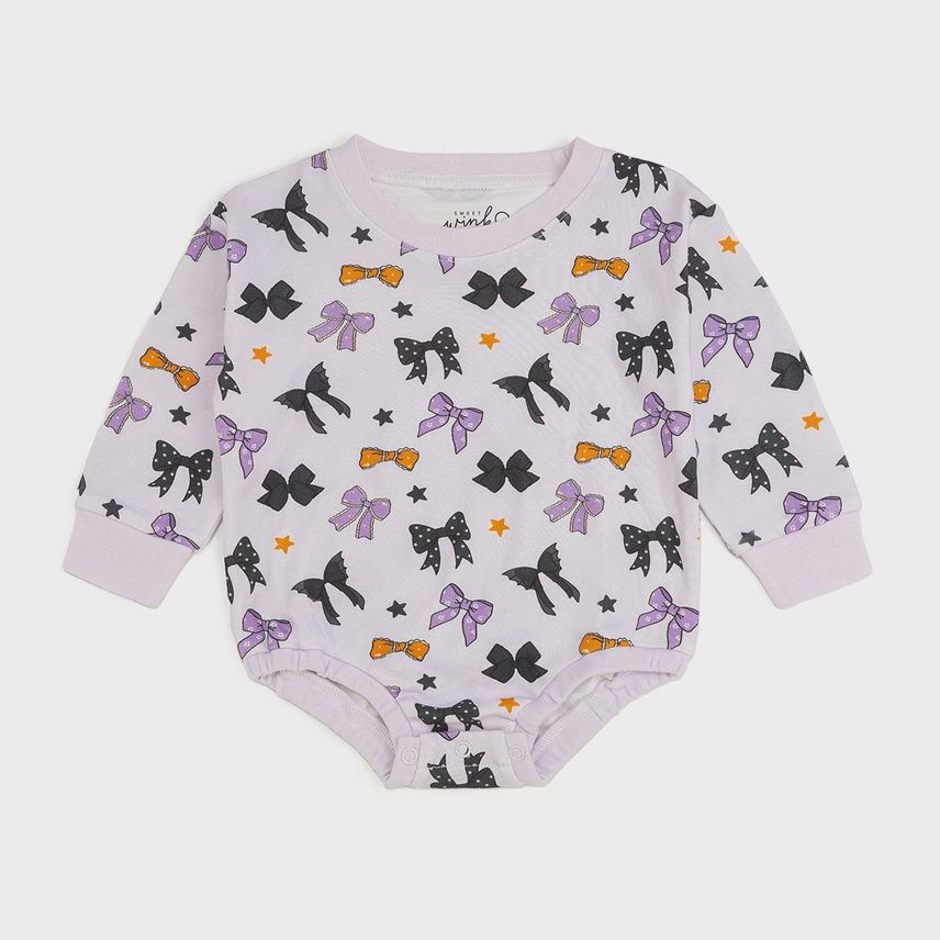 Spooky Bows Halloween Romper | Lavender