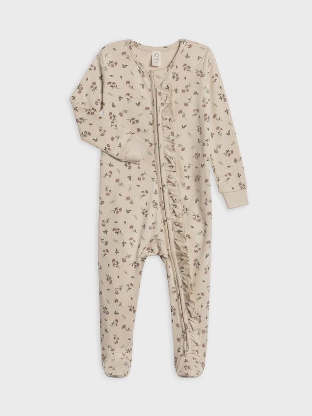 Neve Ruffle Zipper Sleeper | Betty Floral/ Purple + Olive