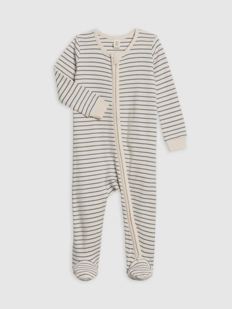Peyton Zipper Sleeper | Summit Stripe/ Denim