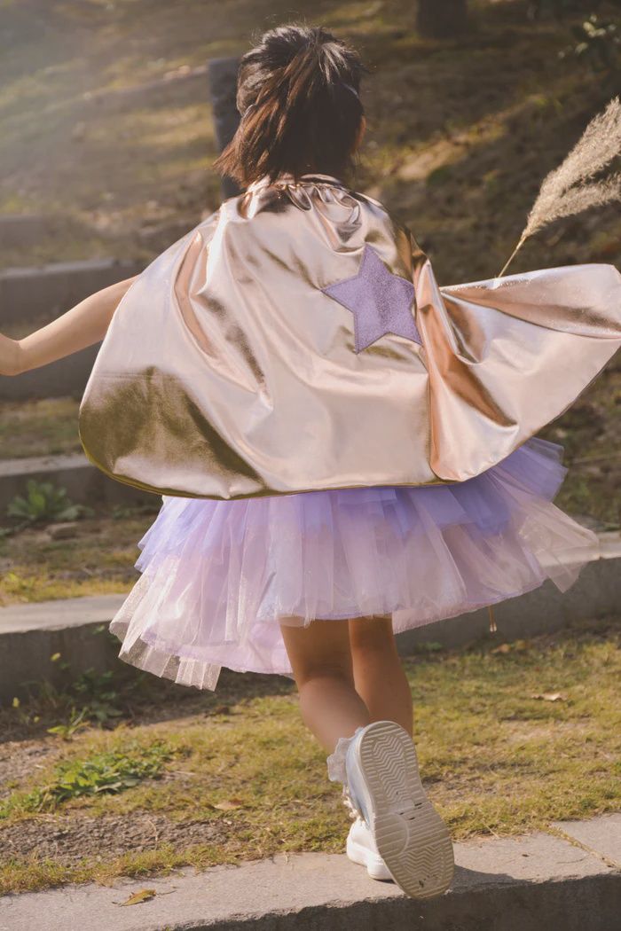 Super-duper Tutu, Cape &amp; Mask | Metallic Rose Gold &amp; Lilac