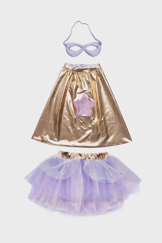 Super-duper Tutu, Cape &amp; Mask | Metallic Rose Gold &amp; Lilac