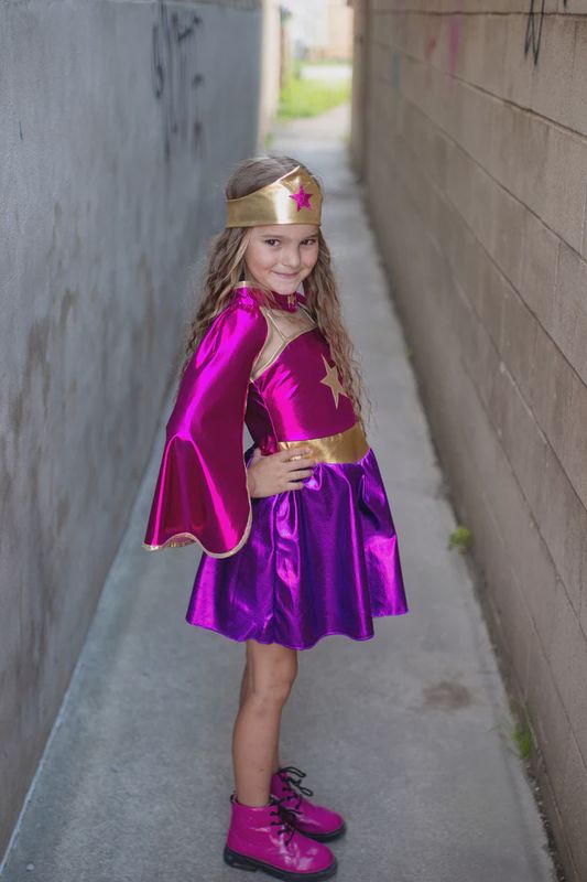 Superhero Star Dress, Cape &amp; Headpiece