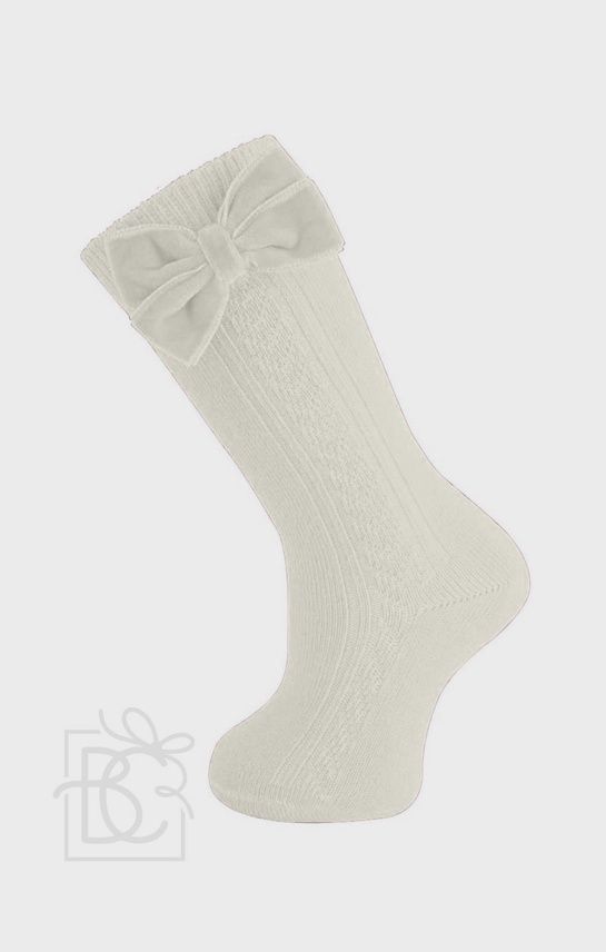 Organic Knee Sock w/ Bow | Ivory