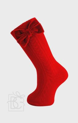 Organic Knee Socks w/ Bow | Red