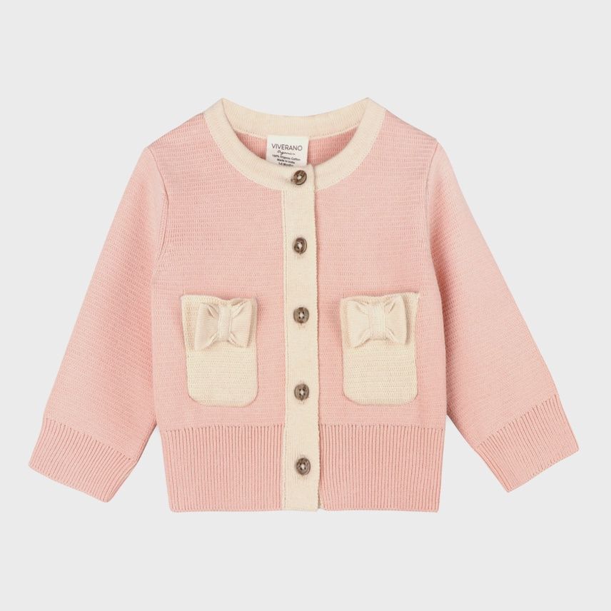 Bow Pockets Sweater Knit Cardigan