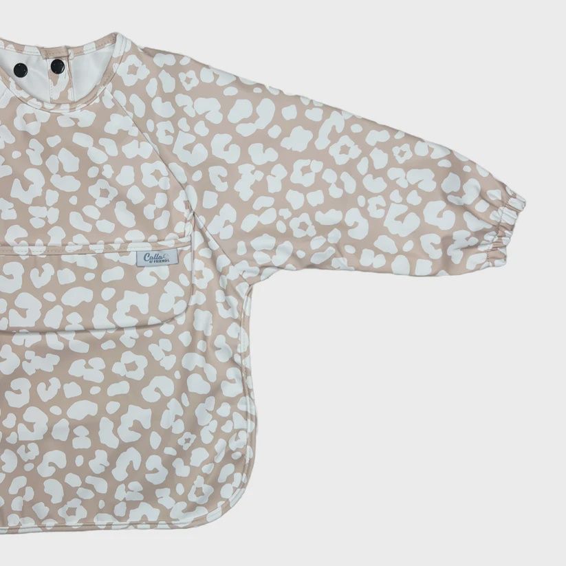 Long Sleeve Smock Bib | Leopard Khaki