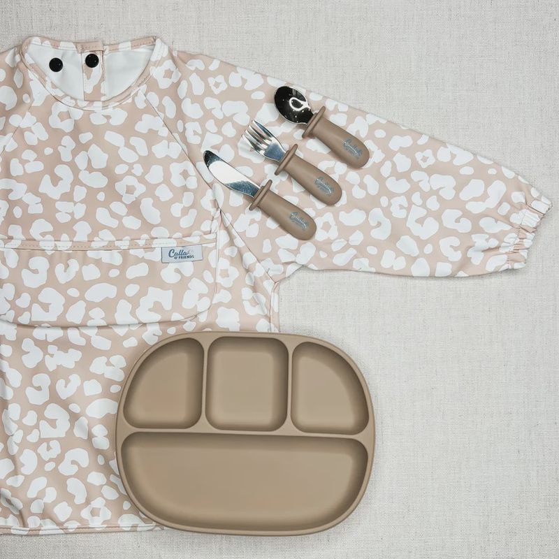 Long Sleeve Smock Bib | Leopard Khaki