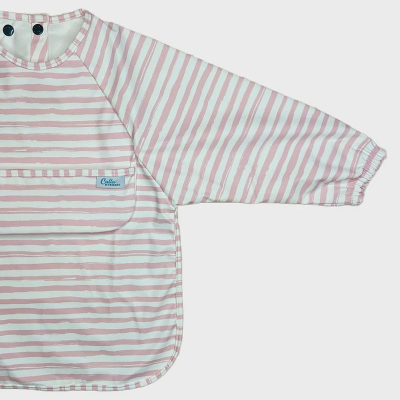 Long Sleeve Smock Bib | Brush Stripes Pink