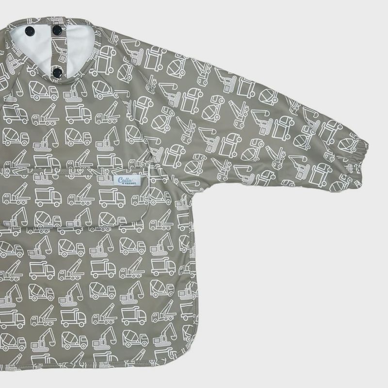 Long Sleeve Smock Bib | Construction Grey Pine