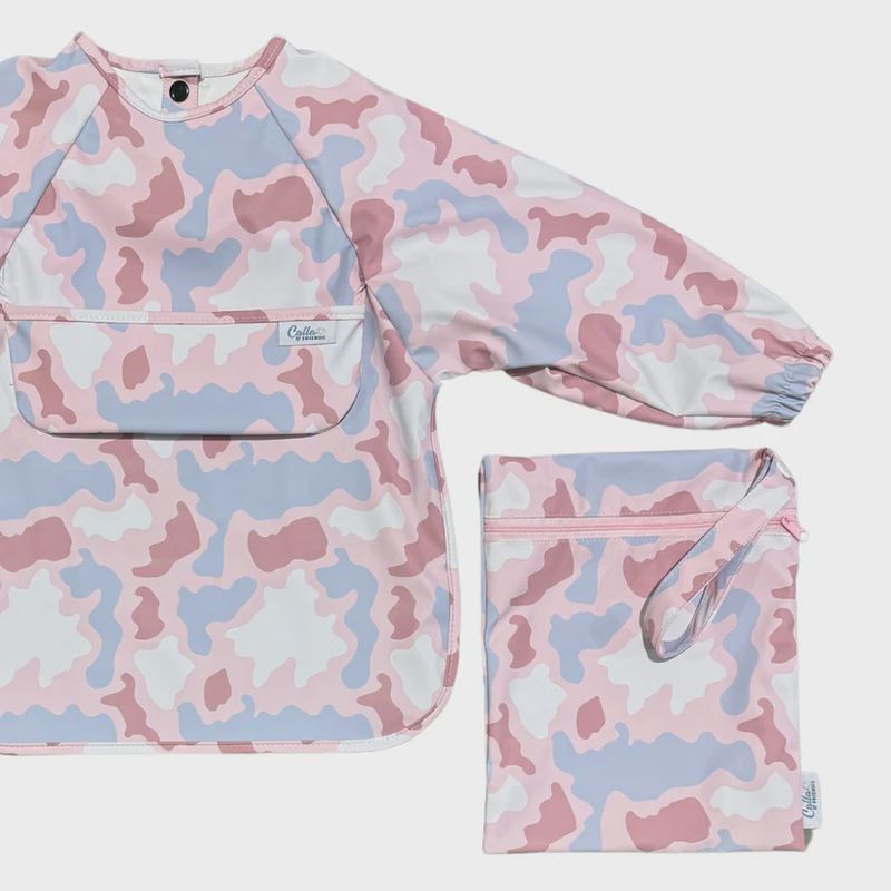 Long Sleeve Smock Bib | Pink Camo