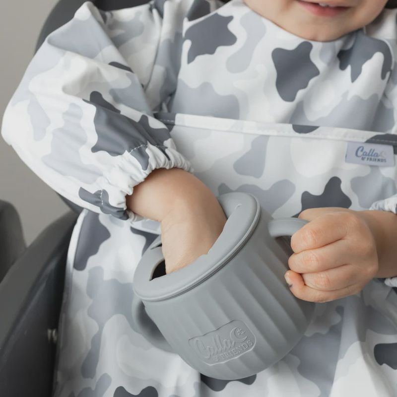 Long Sleeve Smock Bib | Gray Camo