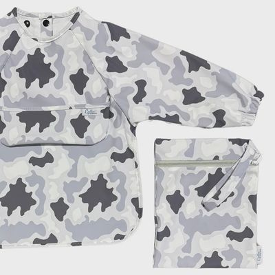 Long Sleeve Smock Bib | Gray Camo