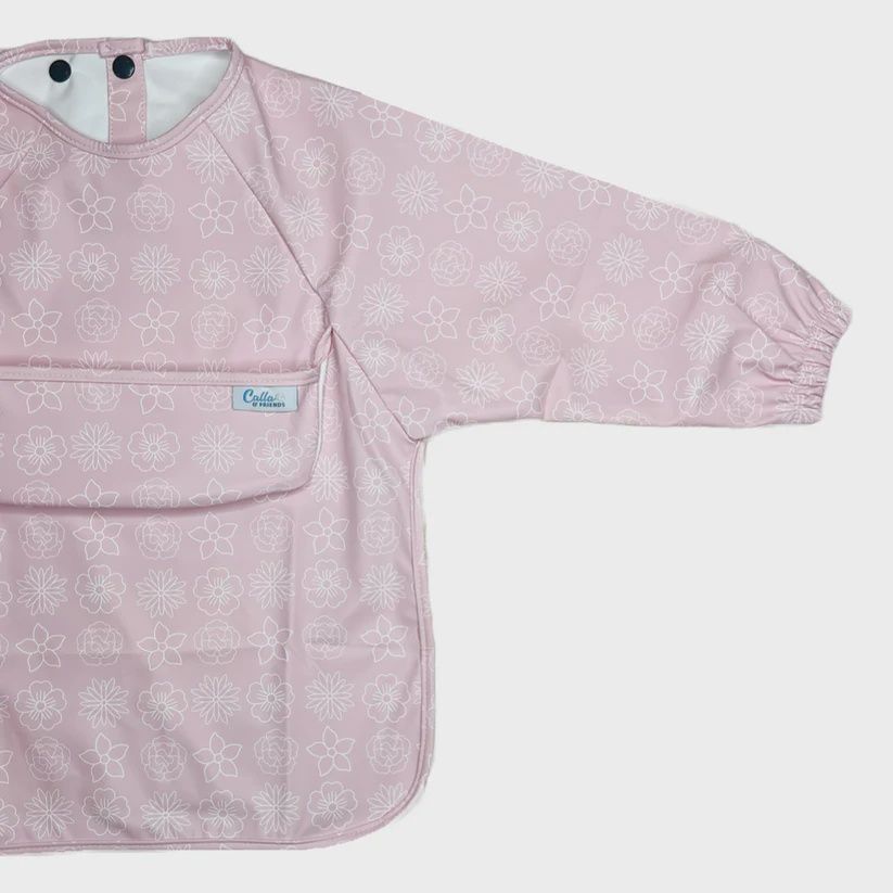 Long Sleeve Smock Bib | Pink Blossom