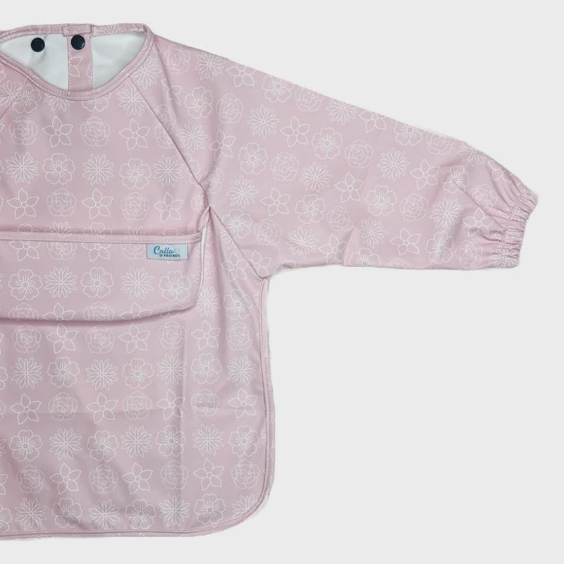 Long Sleeve Smock Bib | Pink Blossom