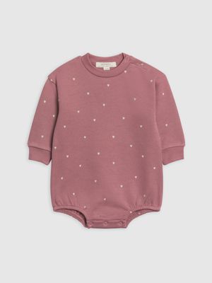 Jamie Fleece Bubble Romper | Raspberry Hearts
