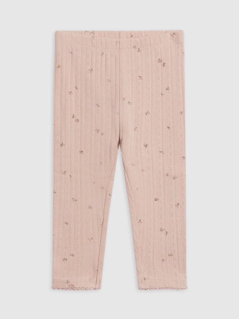 Gina Brushed Back Pointelle Leggings | Pink Floral