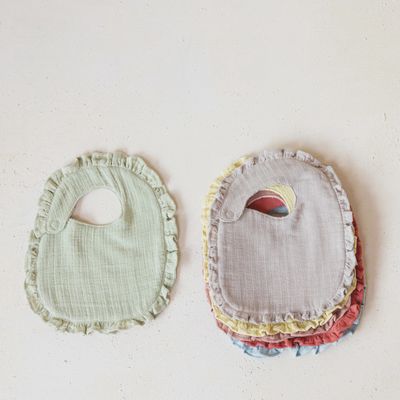 Cotton Double Cloth Ruffles Baby Bib