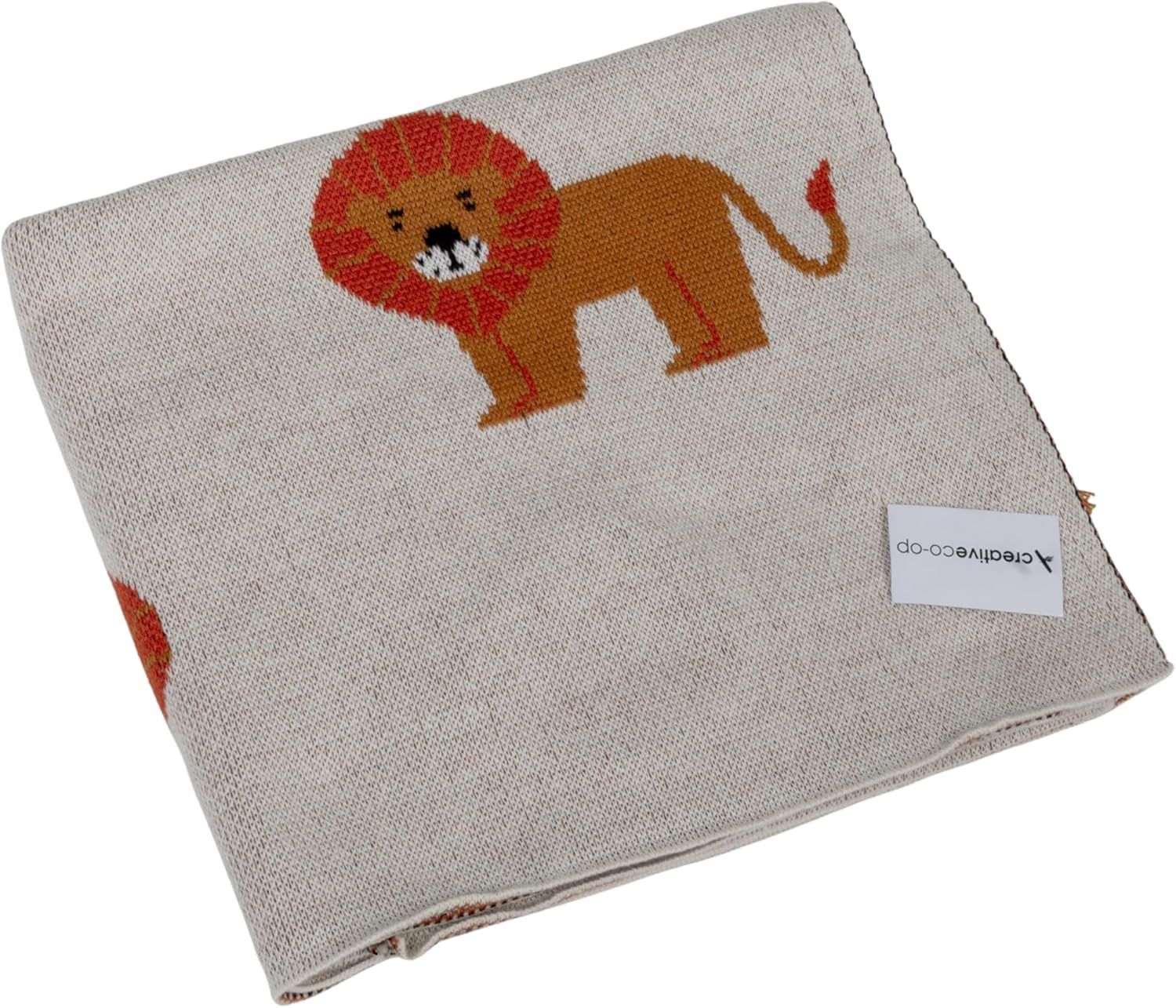 Cotton Knit Baby Blanket | Lions