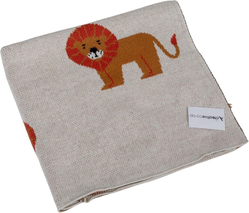Cotton Knit Baby Blanket | Lions