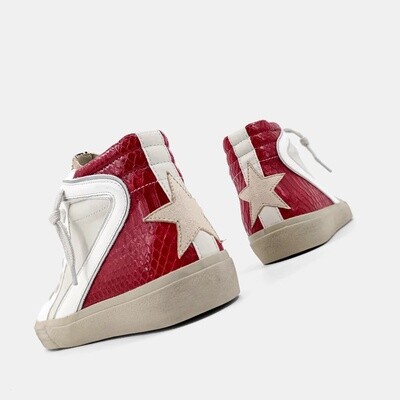 Rooney Dark Red Snake Sneaker