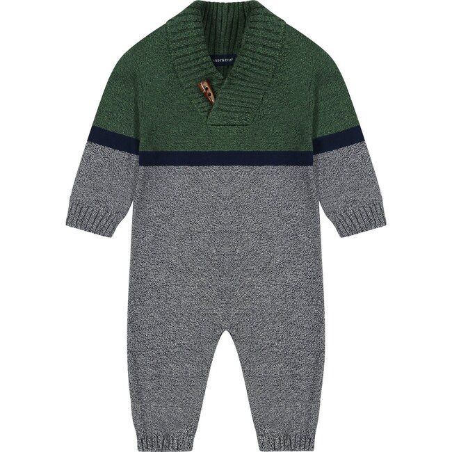 Baby Boys Sweater Knit Coverall | Green