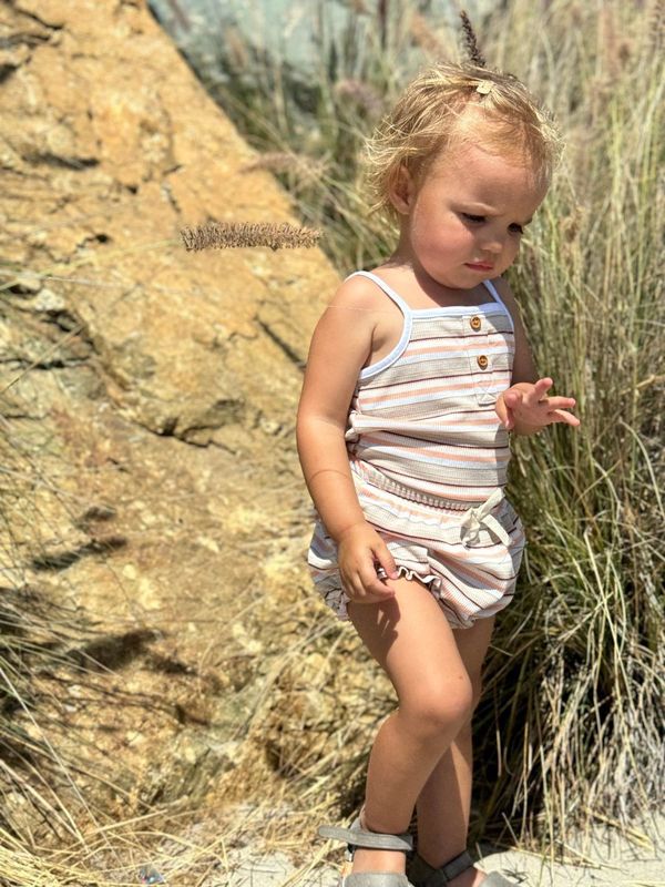 Natural Retro Stripe Bodysuit