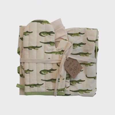 Child Apron w/ Chef Hat + Mitt SET | Alligators