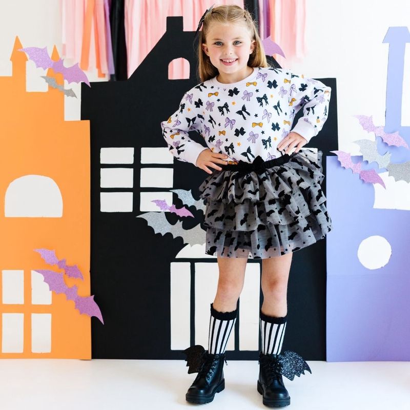 Flocked Bats Halloween Tutu