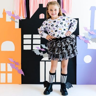 Flocked Bats Halloween Tutu