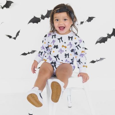 Spooky Bows Halloween Romper | Lavender