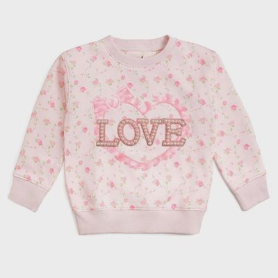 Pink Rose Love Patch Sweatshirt