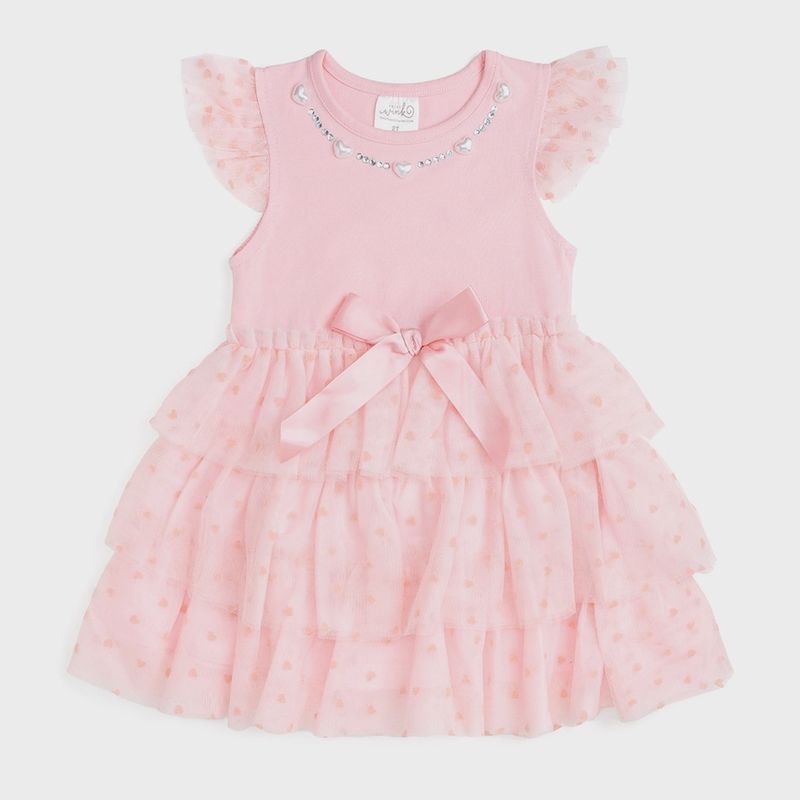Flocked Heart V-Day Tiered Tutu Dress