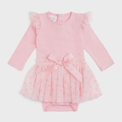 Flocked Heart V-Day Tiered Tutu Bodysuit