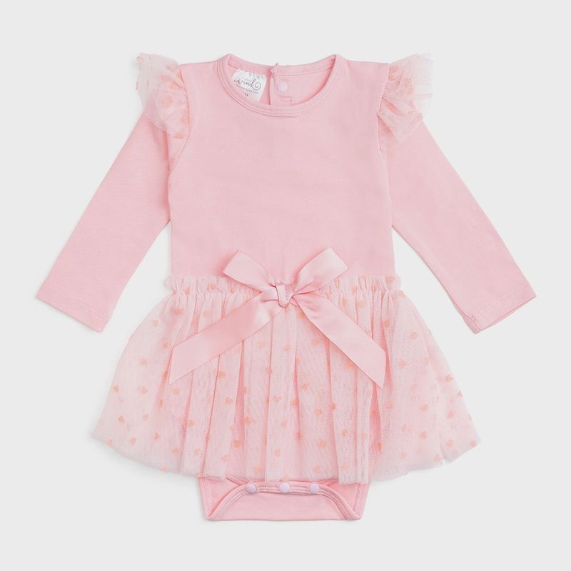 Flocked Heart V-Day Tiered Tutu Bodysuit