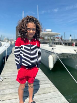 Sagamore Zip-Up | Red-White Stripe