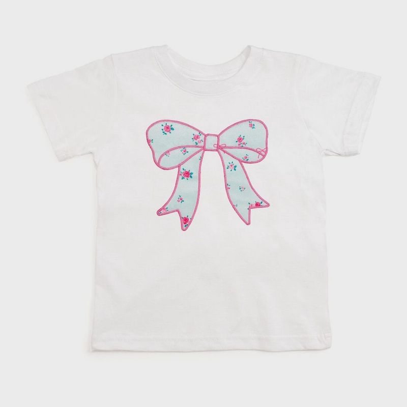Sky Blue Floral Bow Patch Short Sleeve