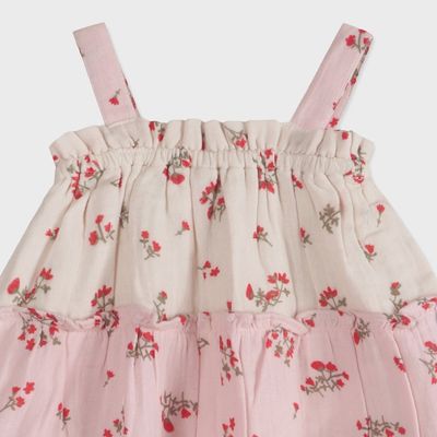Bijou Tiered Floral Baby Dress + Bloomer (Organic) | Tea Rose