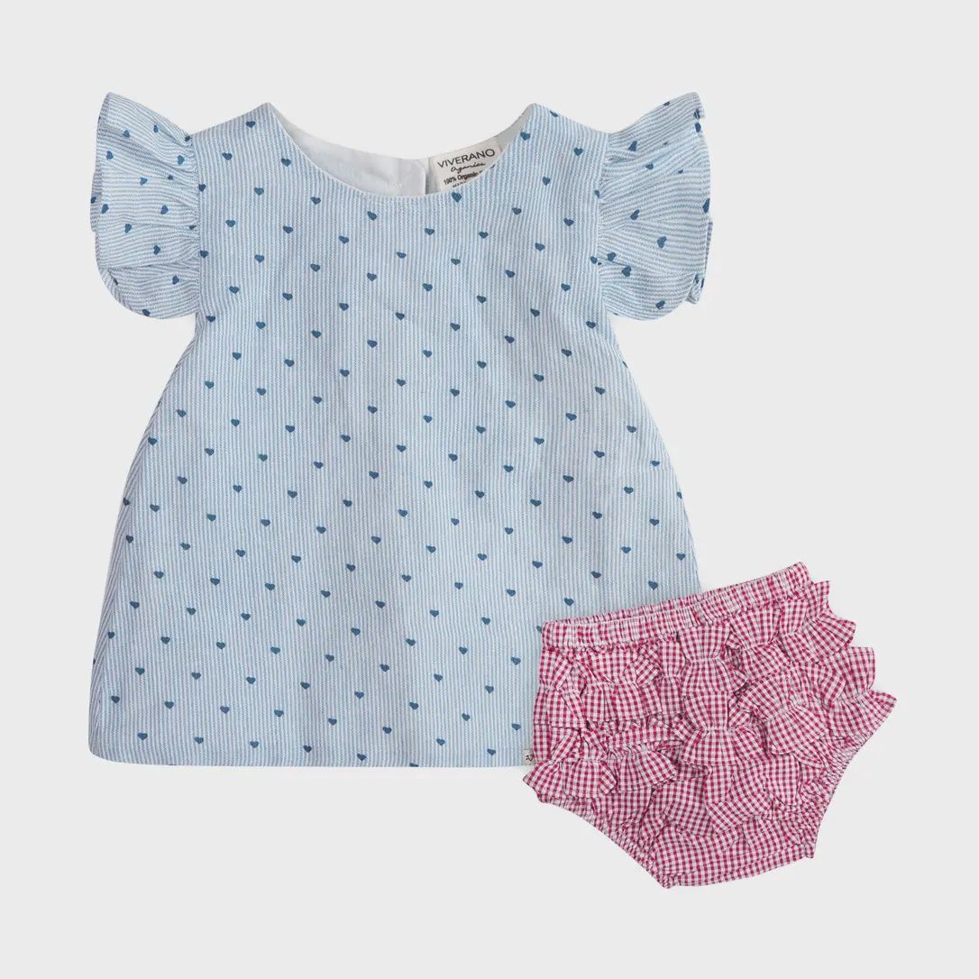 Emery Hearts Baby Ruffled Sleeve Top + Bloomer (Organic)
