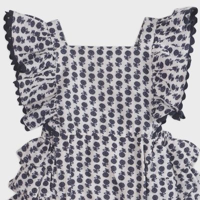 Everly Blue Floral Baby Romper + Headband (Organic) | Iris Blue