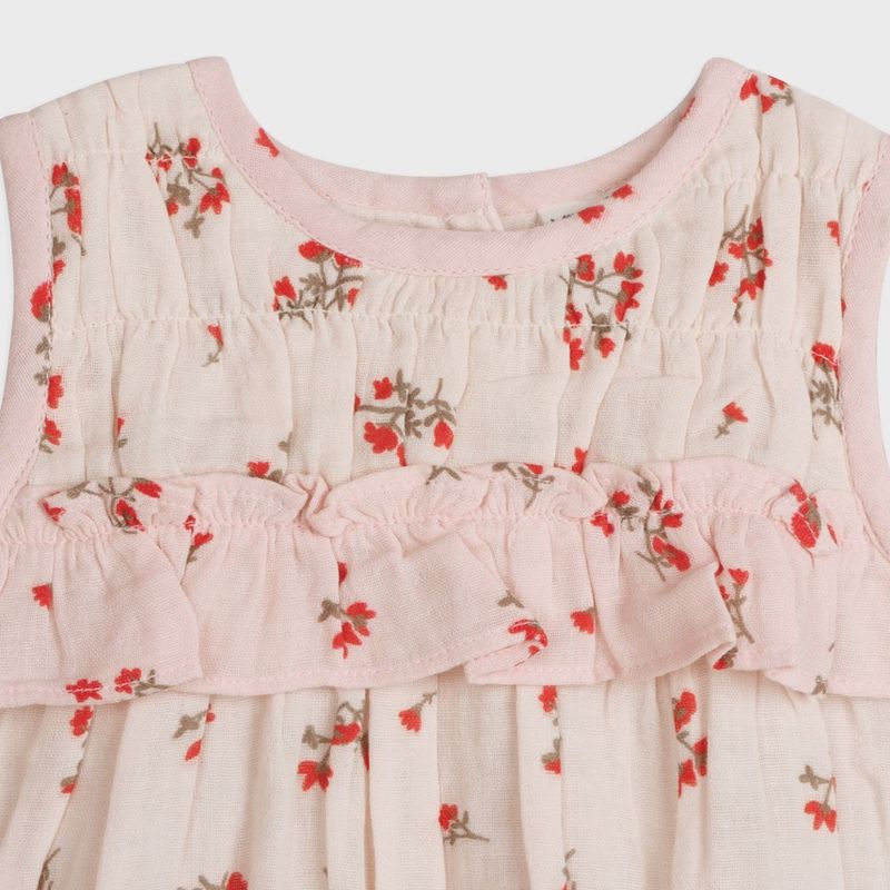 Noor Floral Baby Romper + Headband (Organic) | Tea Rose