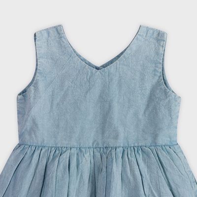 River Soft Denim Washed Baby Dress + Bloomer (Organic)
