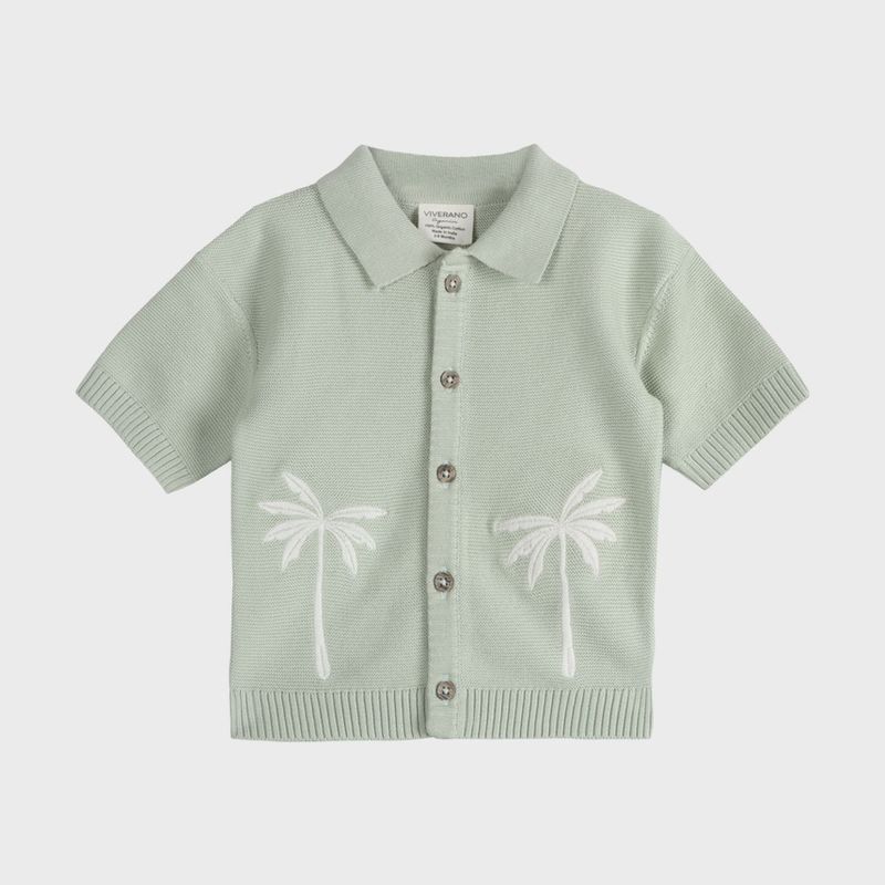 Palm Trees Embroidered Shirt &amp; Shorts Set (Organic)