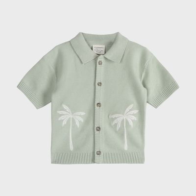 Palm Trees Embroidered Shirt &amp; Shorts Set (Organic)