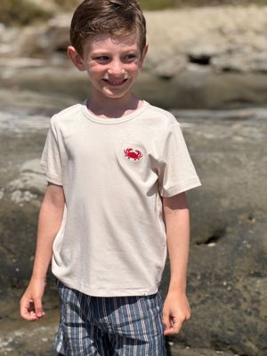 Marine Embroidered Tee | Cream Crab