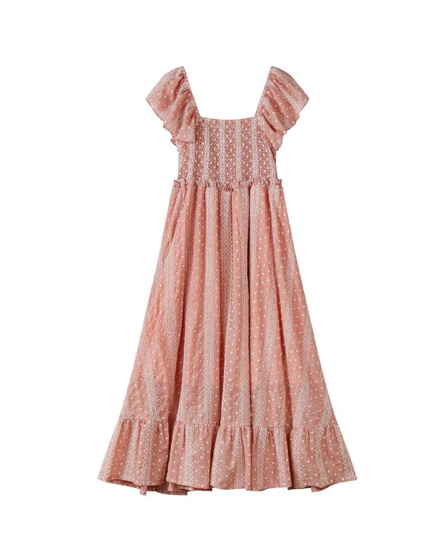 Polly Dress | Dusty Rose Embroidered
