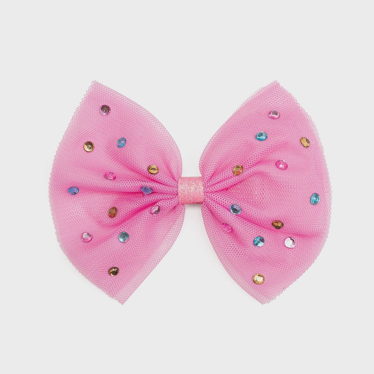 Raspberry Rhinestone Bow Clip