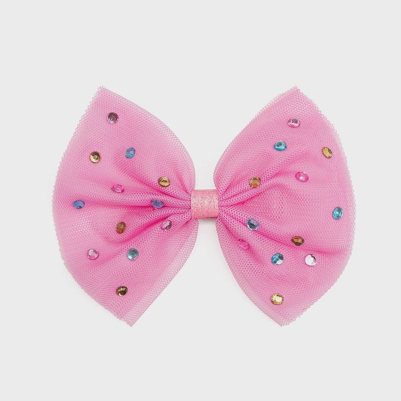 Raspberry Rhinestone Bow Clip