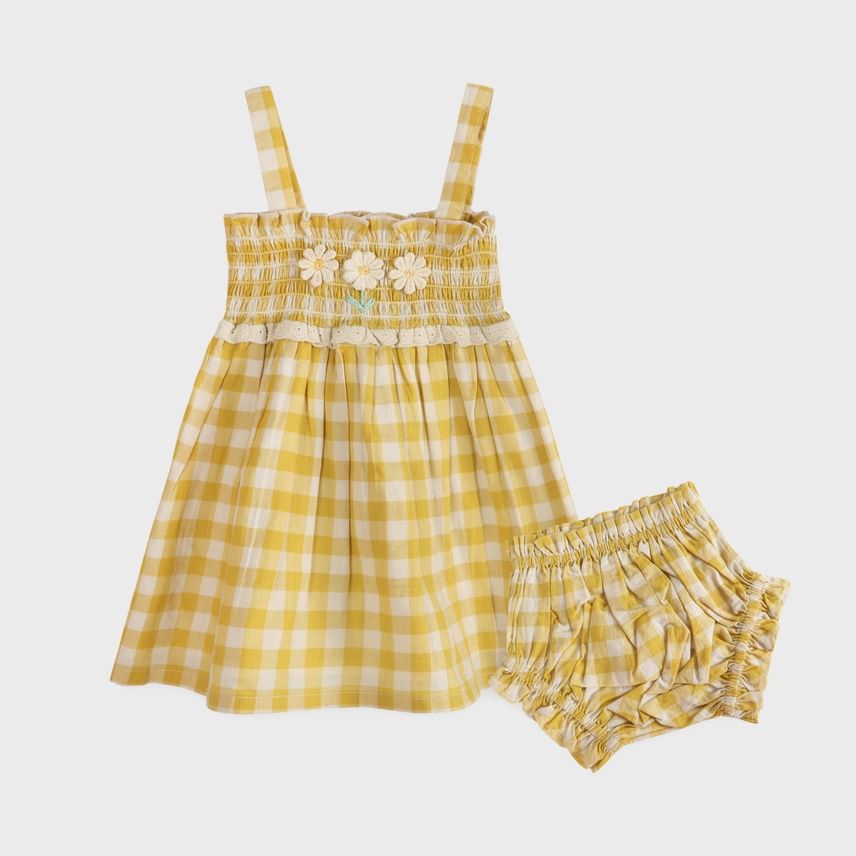 Bonnie Gingham Smocked Baby Dress + Bloomer